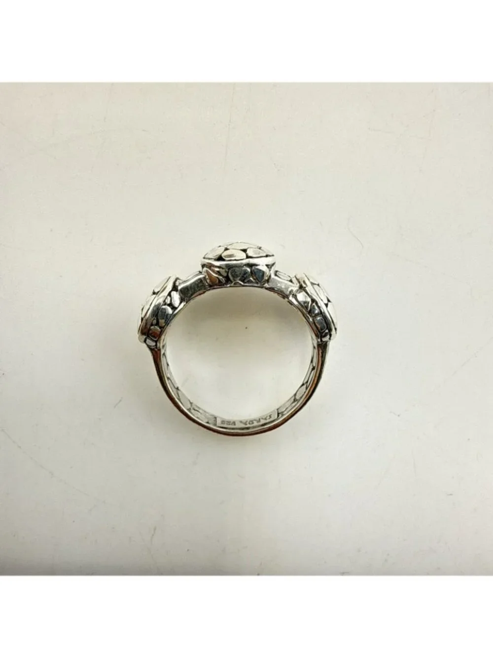 Sarda Sterling Silver Ring Pebbled Bali 925 Size 9 Rope Cobblestone Caviar